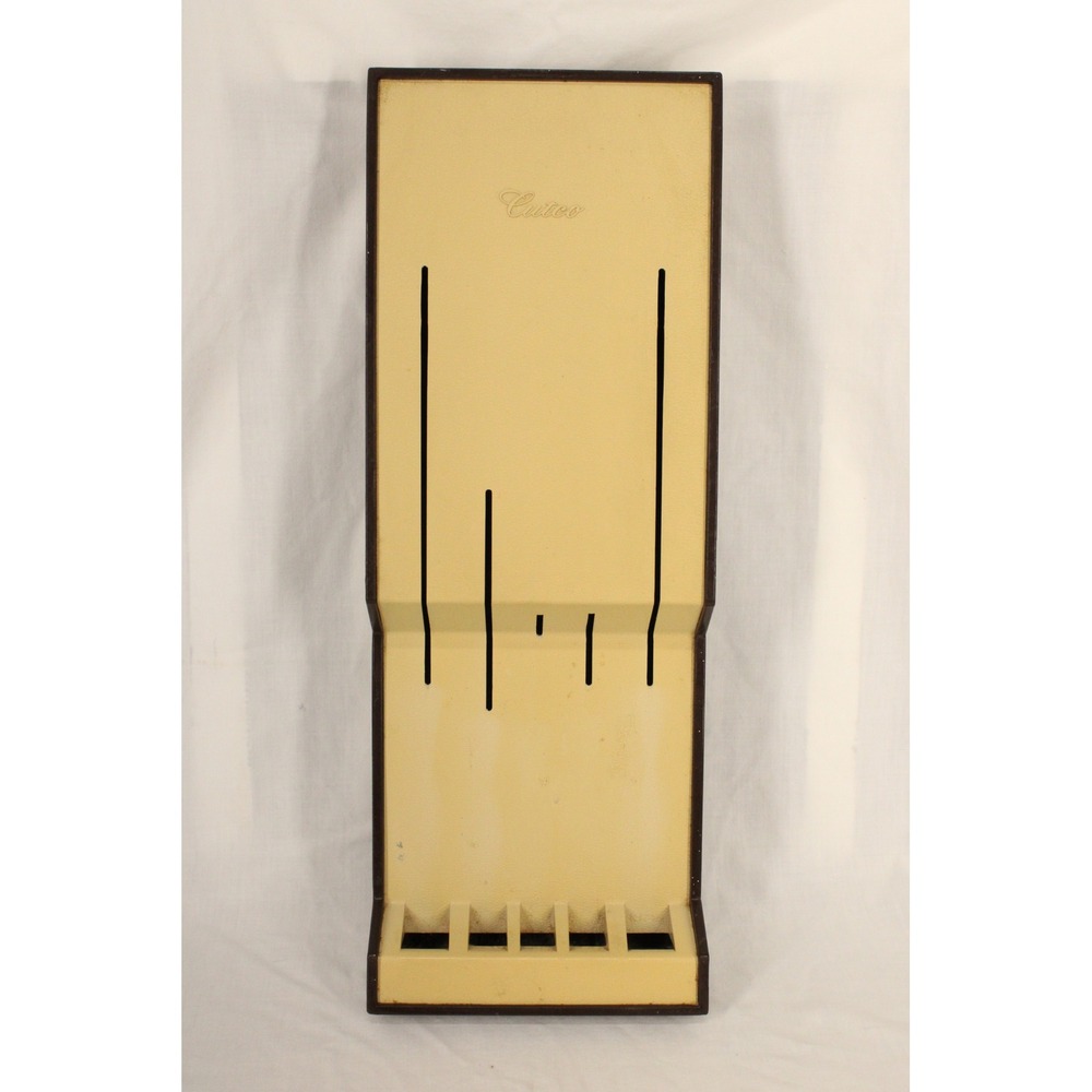 Cutco Knife Storage Tray Wall Mount 5 Slot Brown Cream Plastic